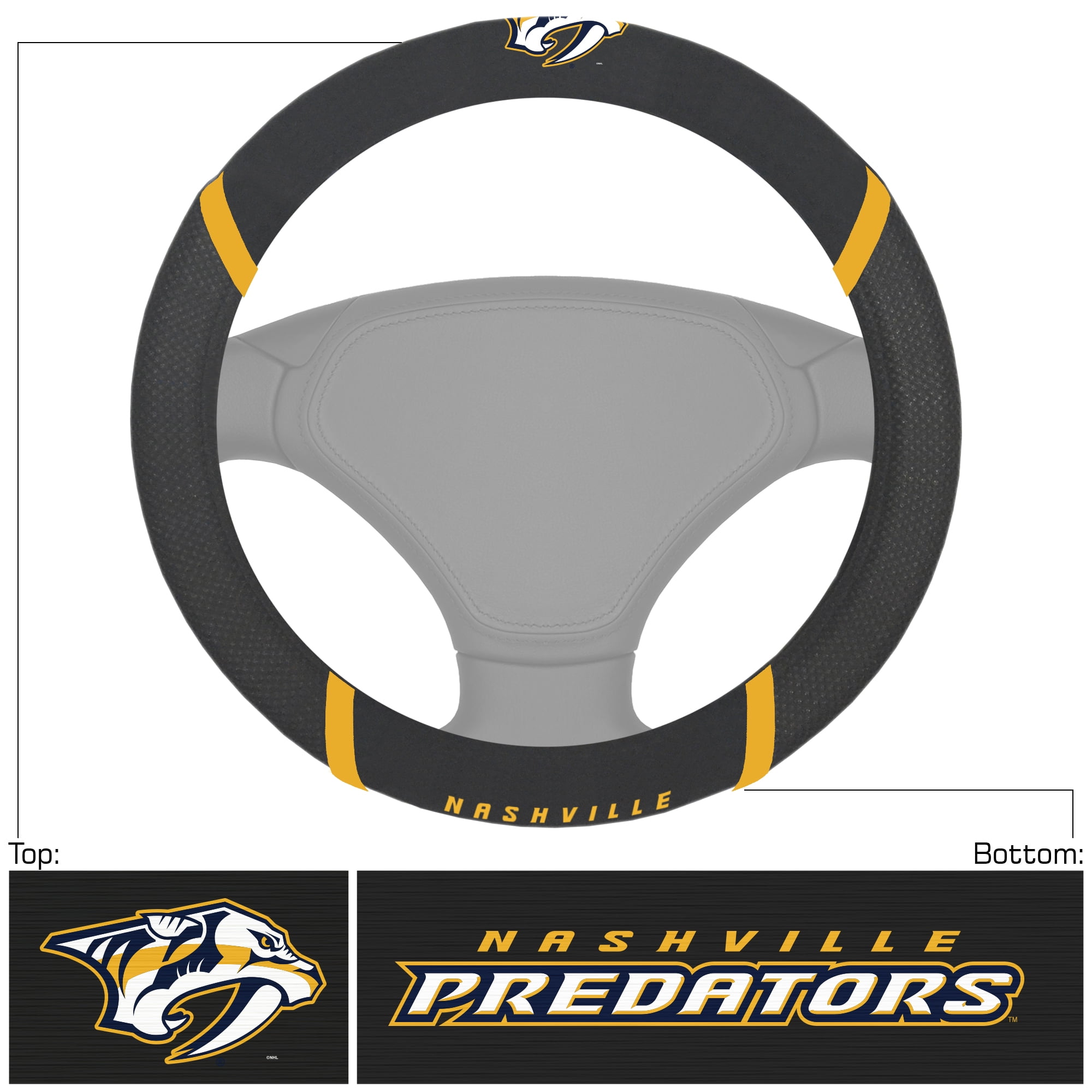 Nashville Predators Steering Wheel Cover, Mesh & Stitched