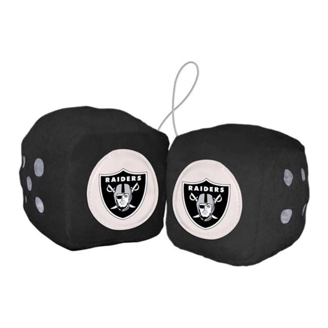 Picture of Fanmats 8162002213 3 in. NFL Las Vegas Raiders Fuzzy Dice