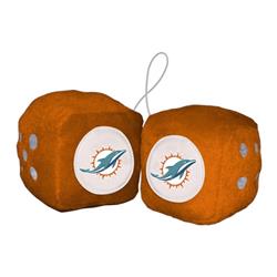 Picture of Fanmats 8162002216 3 in. NFL Miami Dolphins Fuzzy Dice