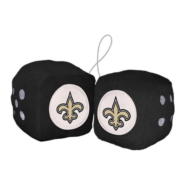 Picture of Fanmats 8162002219 3 in. NFL New Orleans Saints Fuzzy Dice