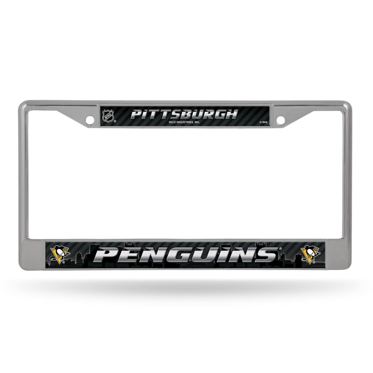 Picture of Rico Industries 6734524161 NHL Pittsburgh Penguins Frame Chrome License Plate