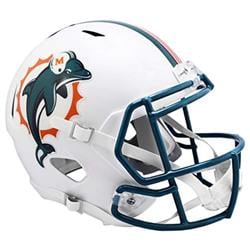 9585532300 9.5 in. Miami Dolphins Helmet  Replica Full Size Speed Style 1997-2012 T&B, White