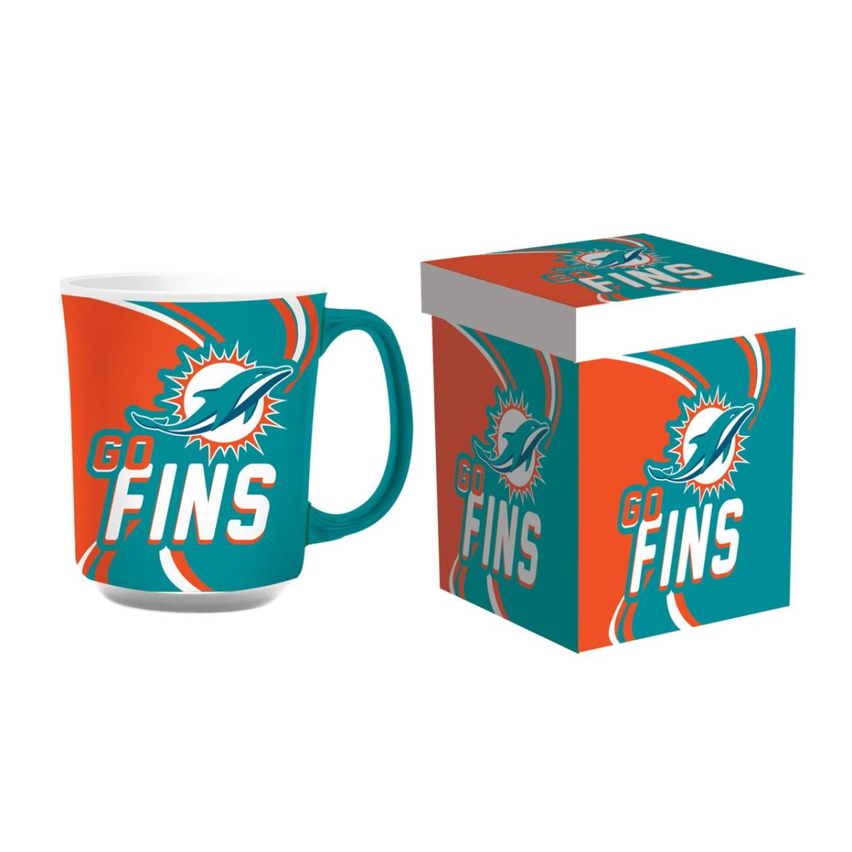 194601558 14 oz Ceramic with Matching Box Miami Dolphins Coffee Mug