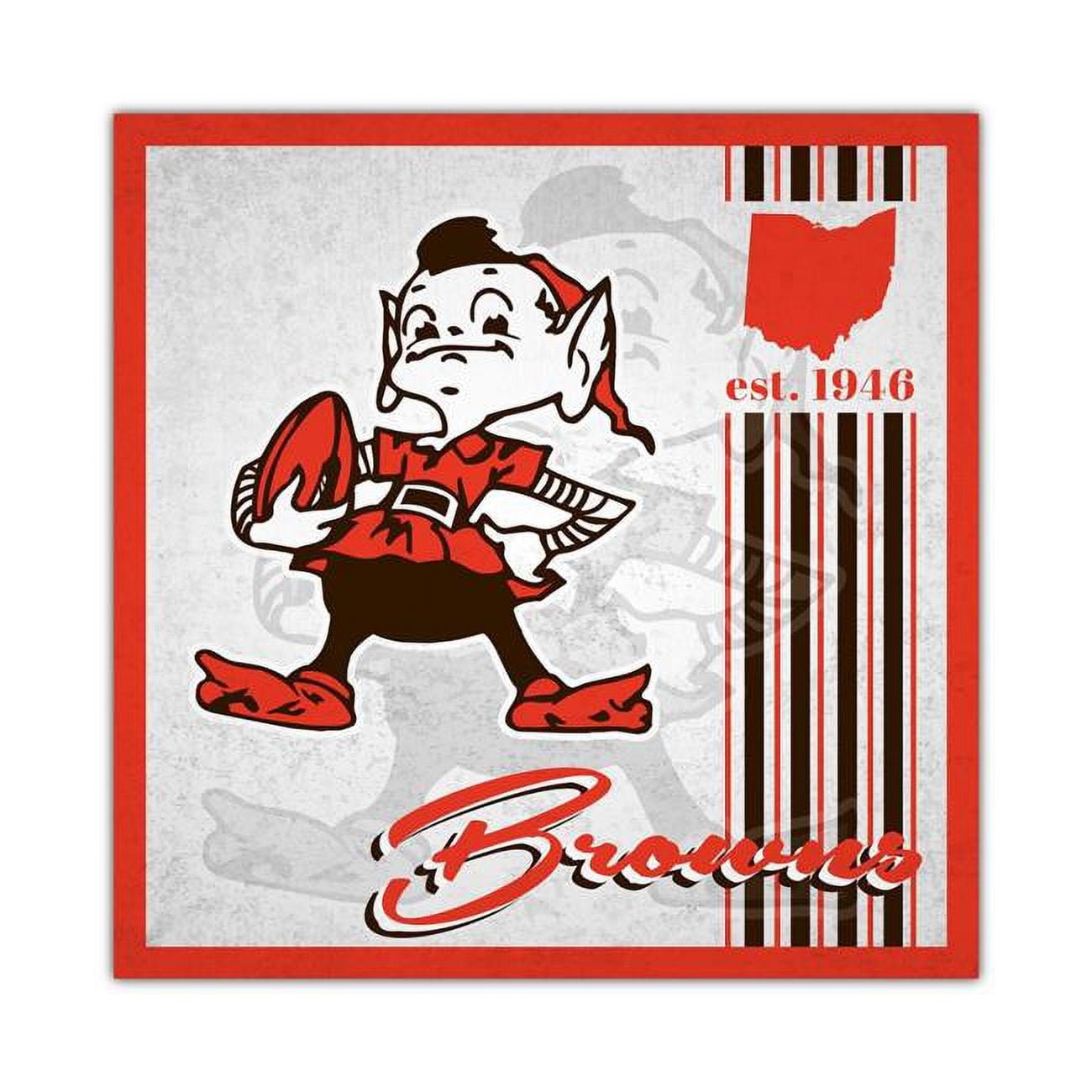 Picture of Fan Creations 7846137136 10 x 10 in. Cleveland Browns Wood Album Design Sign