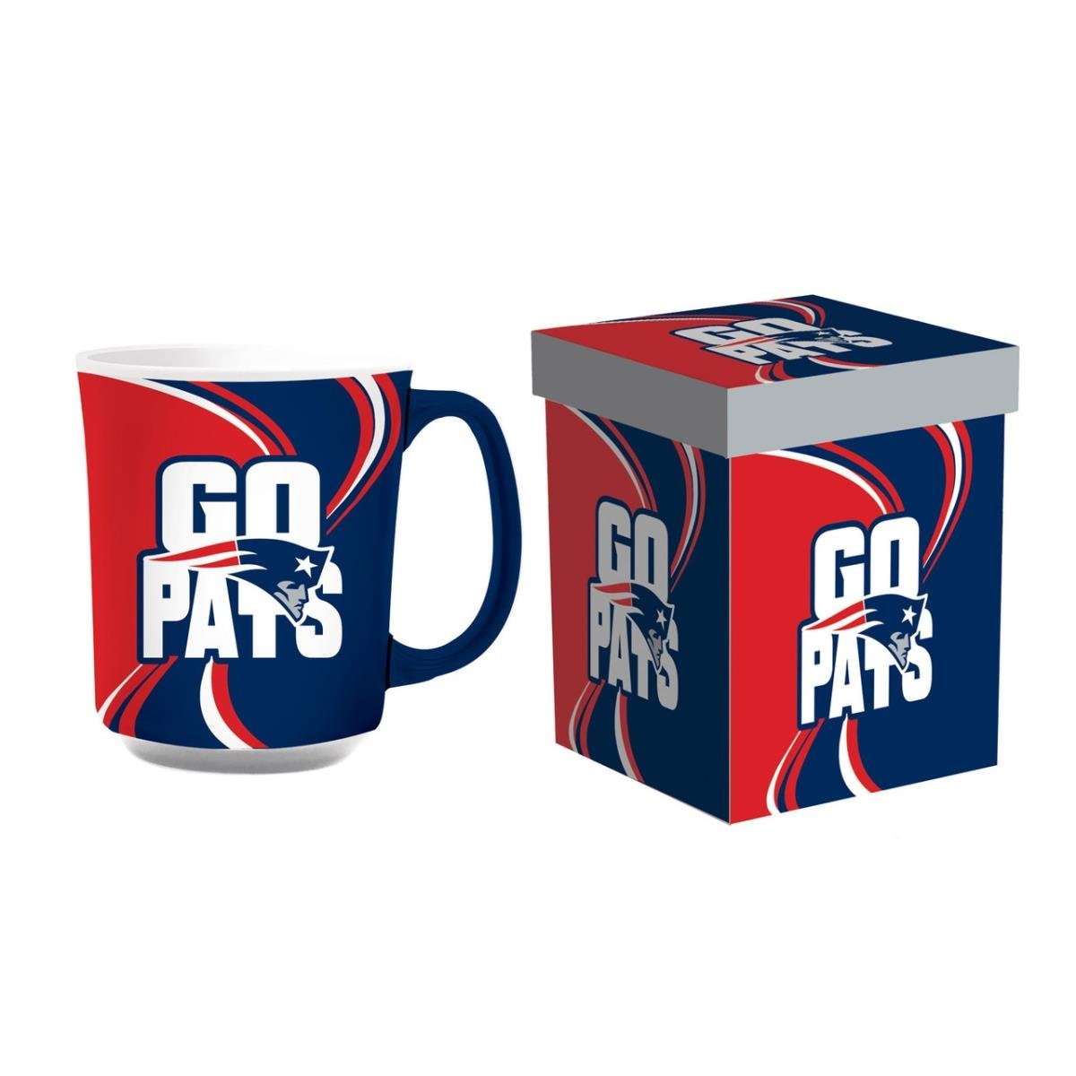 194660779 14 oz Ceramic with Matching Box New England Patriots Coffee Mug -  EVERGREEN ENTERPRISES