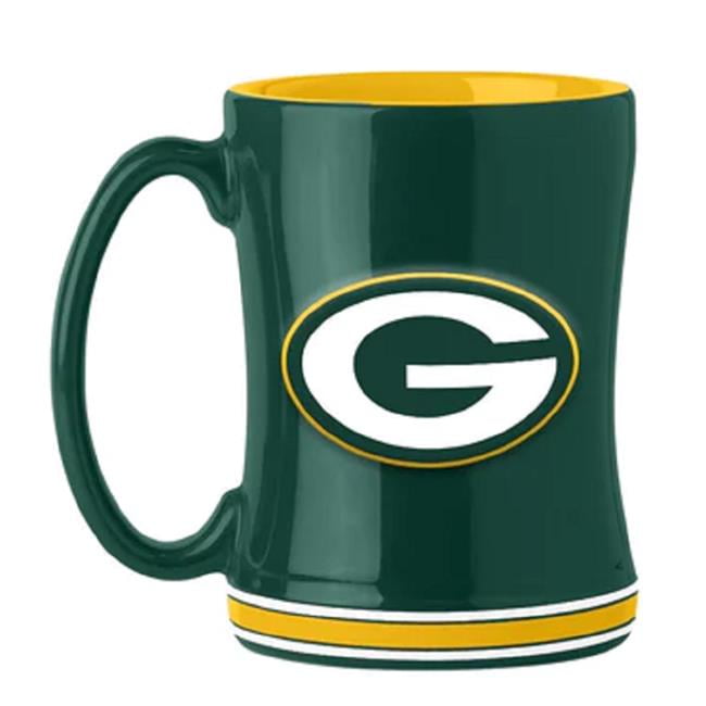 14 oz Sculpted Relief Team Color Green Bay Packers Coffee Mug