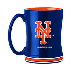 629304796 14 oz Sculpted Relief Team Color New York Mets Coffee Mug