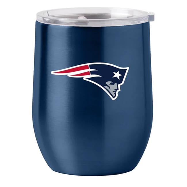 629381270 16 oz Stainless Steel Curved New England Patriots Travel Tumbler -  Logo