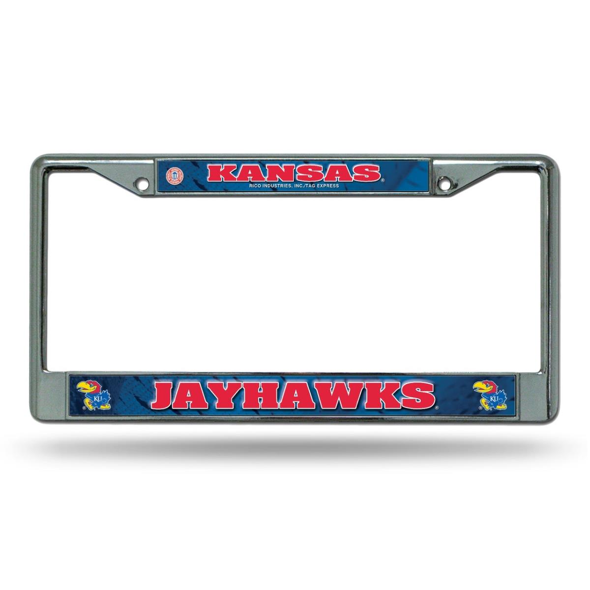 1140702632 Kansas Jayhawks Frame Chrome Printed Insert License Plate