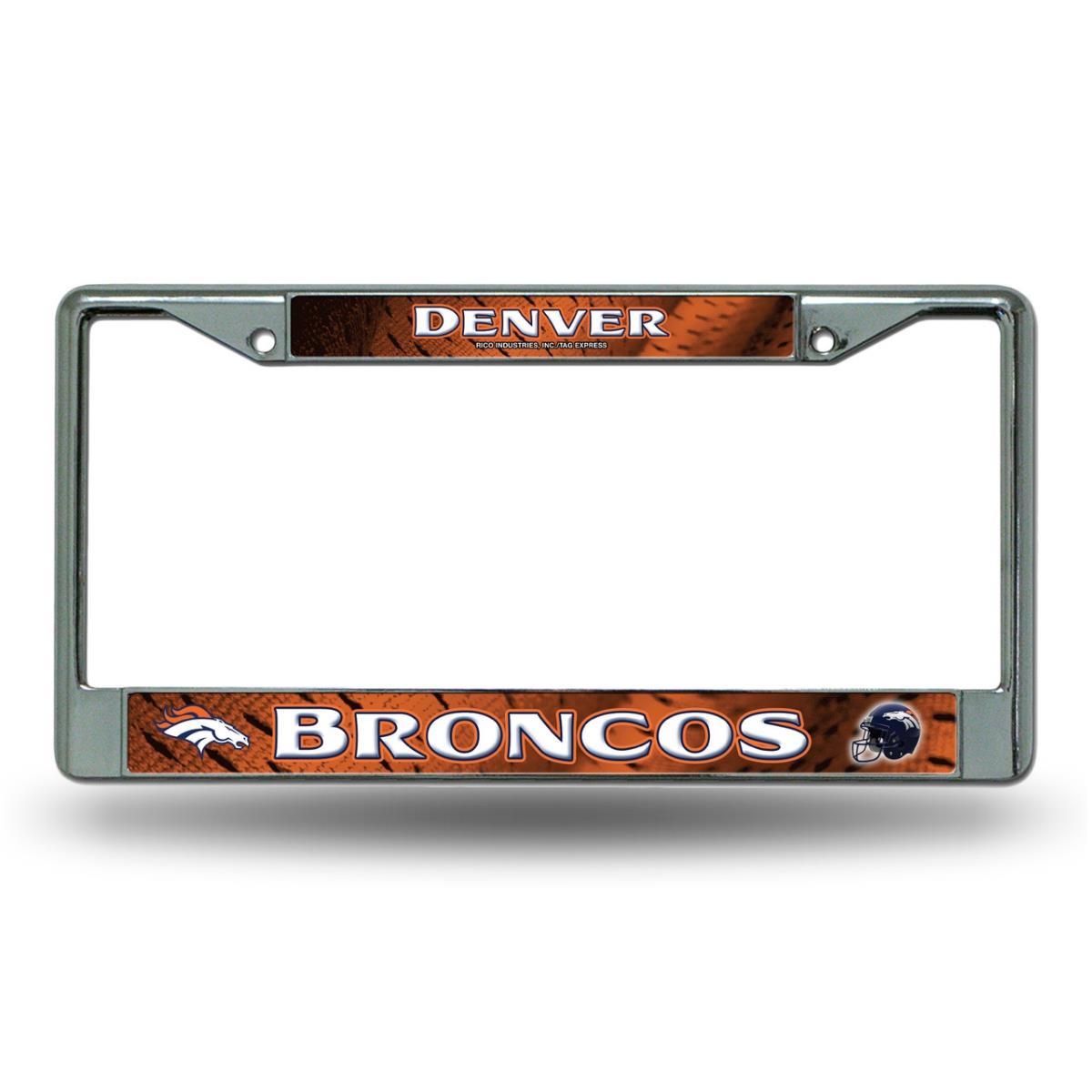 1140702648 Denver Broncos Frame Chrome Printed Insert License Plate
