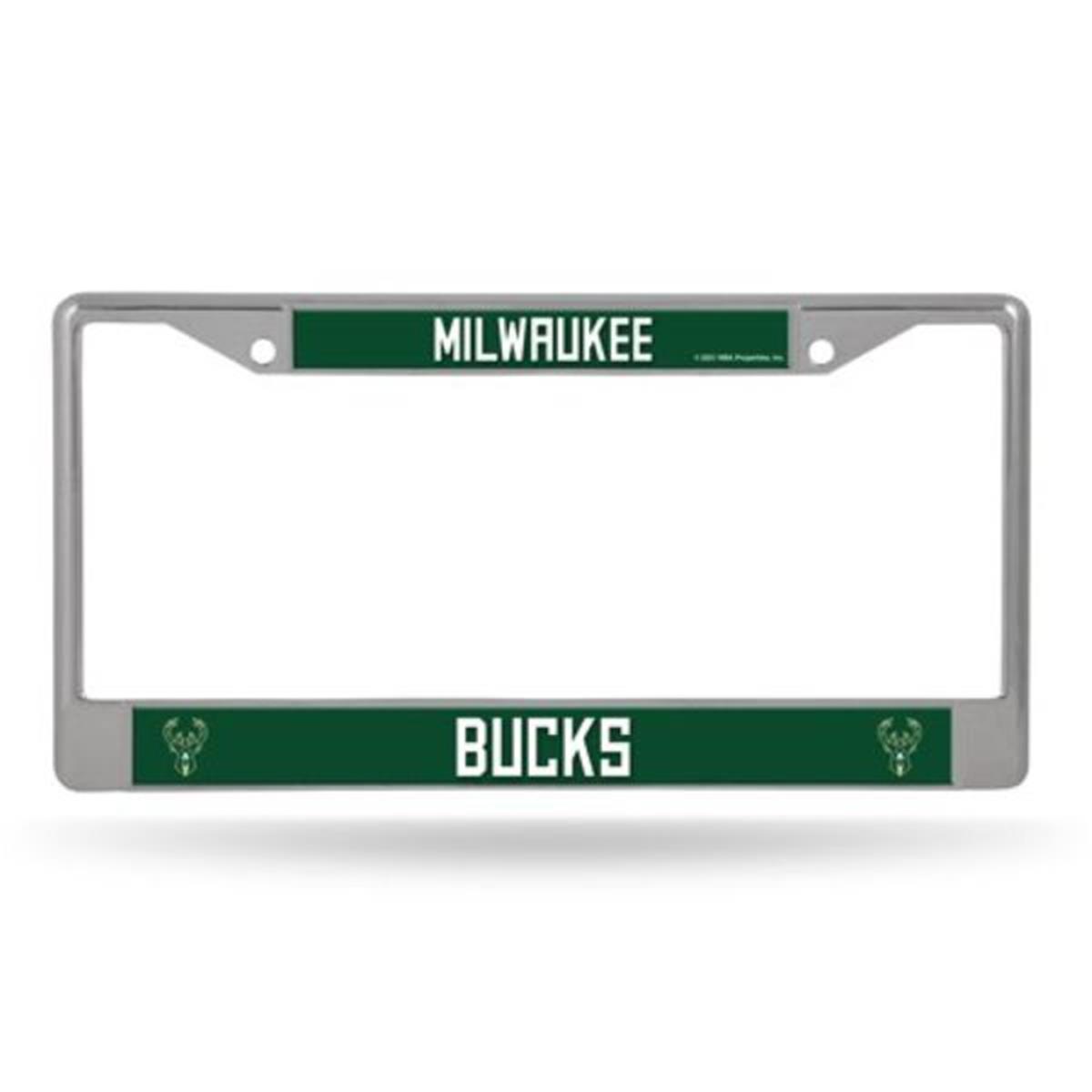 1140725823 Milwaukee Bucks Frame Printed Insert License Plate, Chrome