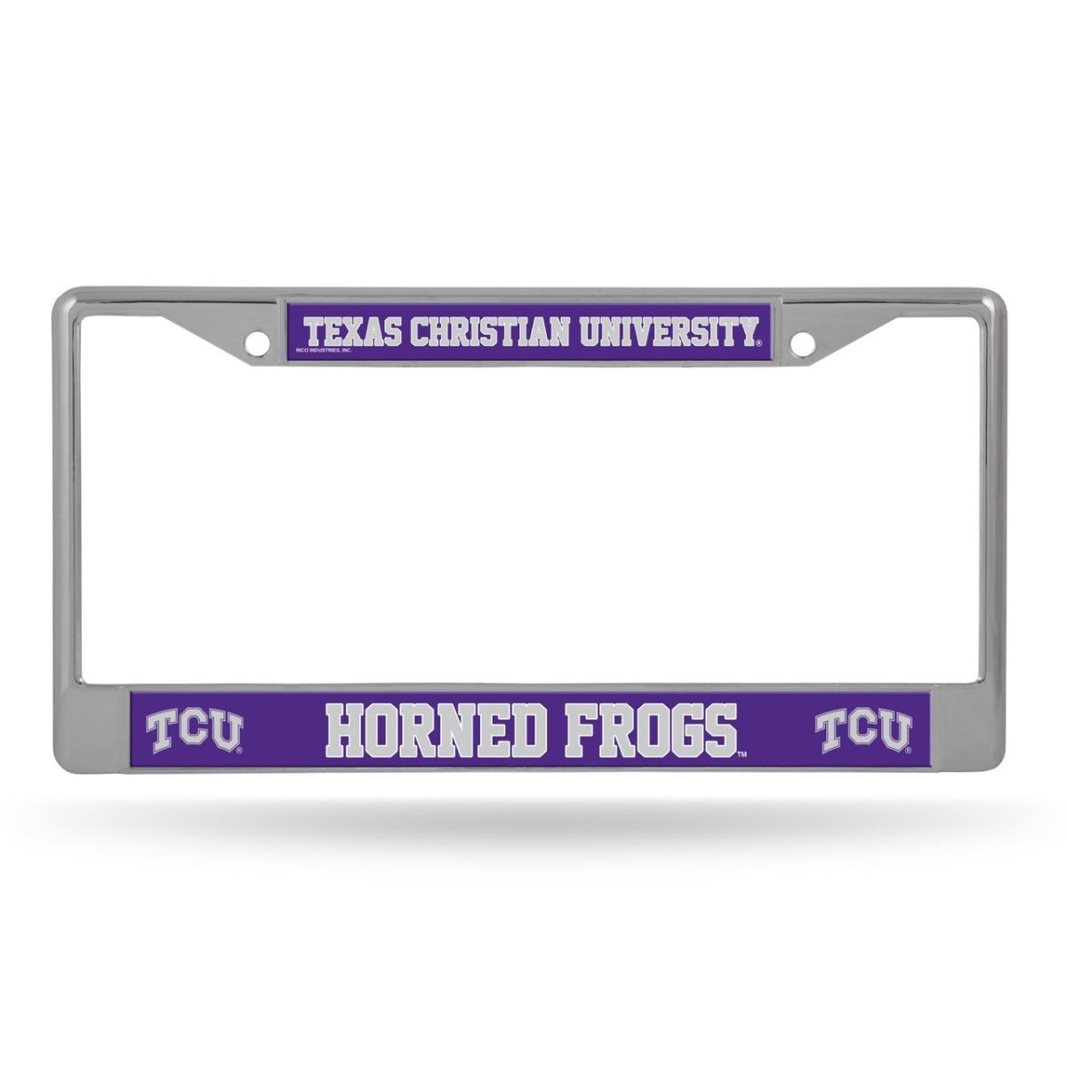1140726073 TCU Horned Frogs Frame Printed Insert License Plate, Chrome