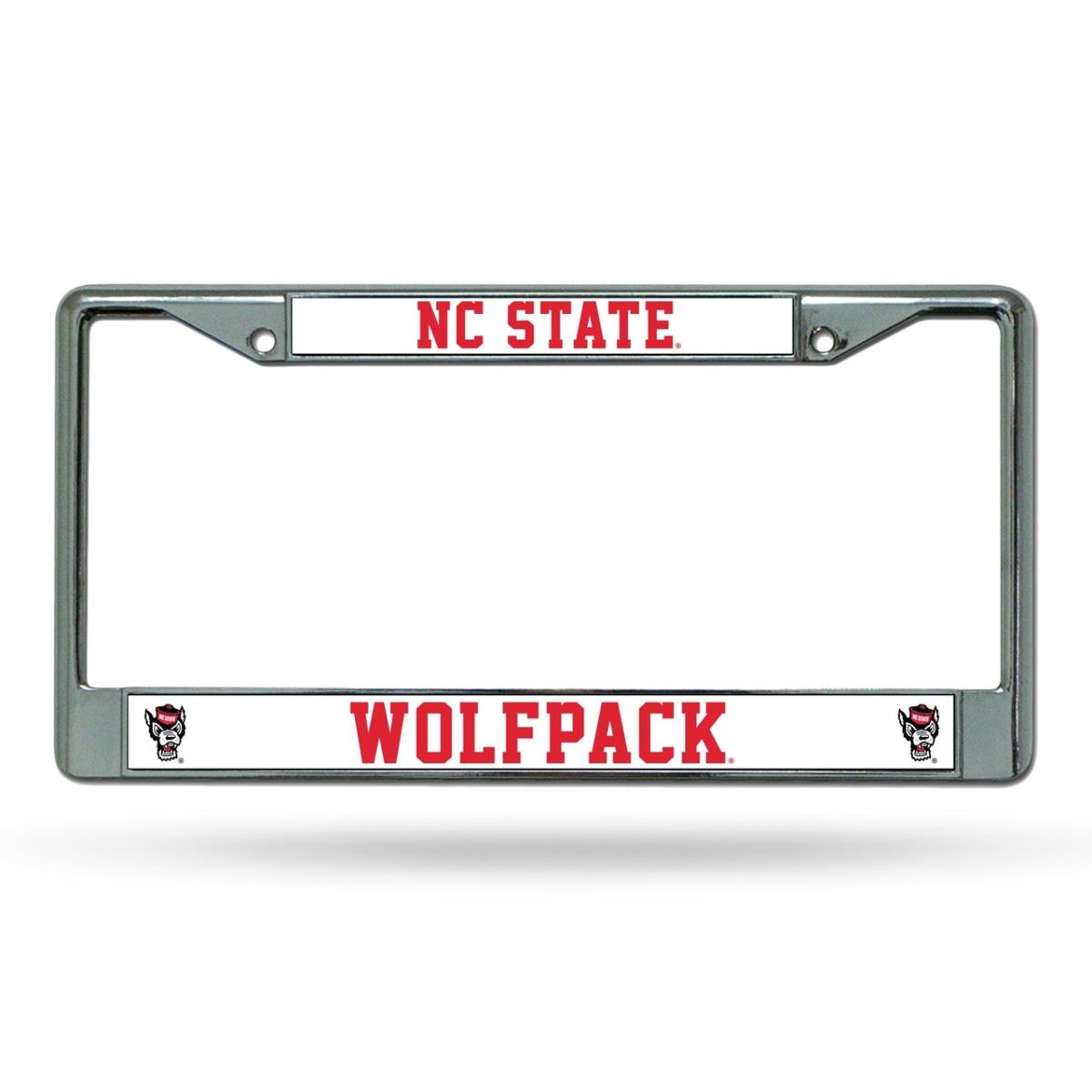 1140727243 North Carolina State Wolfpack Printed License Plate Frame, Chrome