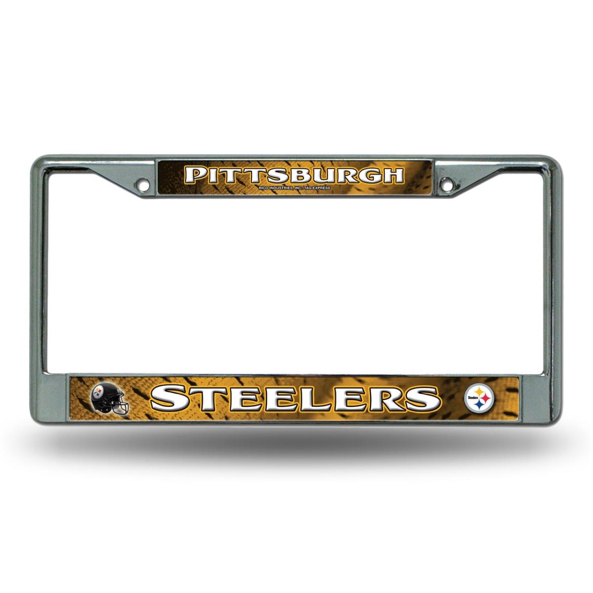 1140738310 Pittsburgh Steelers Frame Printed Insert License Plate, Chrome