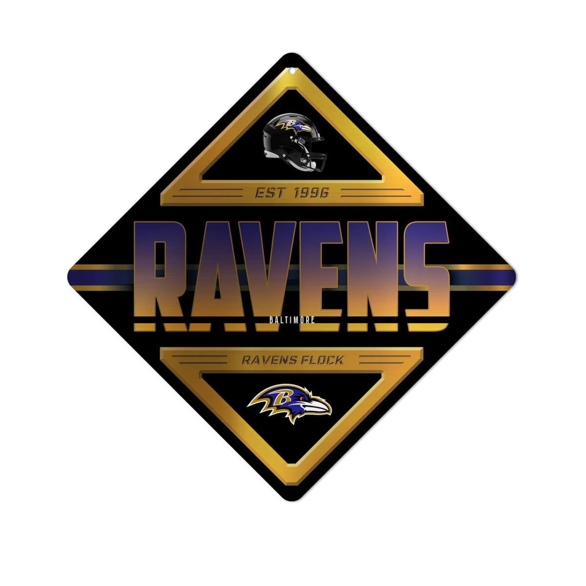 1140746247 Baltimore Ravens Metal Diamond Shape Sign