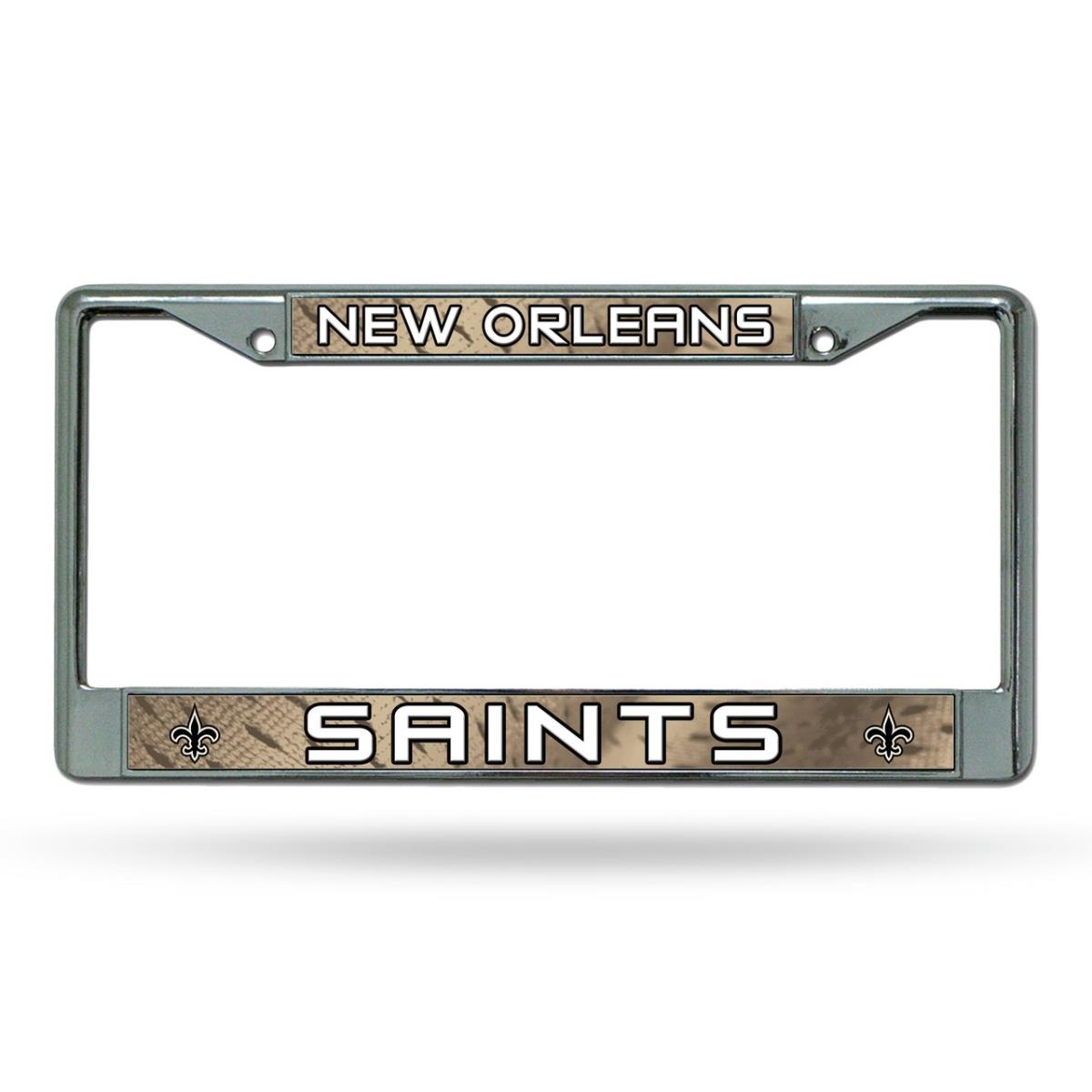6734535971 New Orleans Saints Frame Chrome Printed Insert License Plate