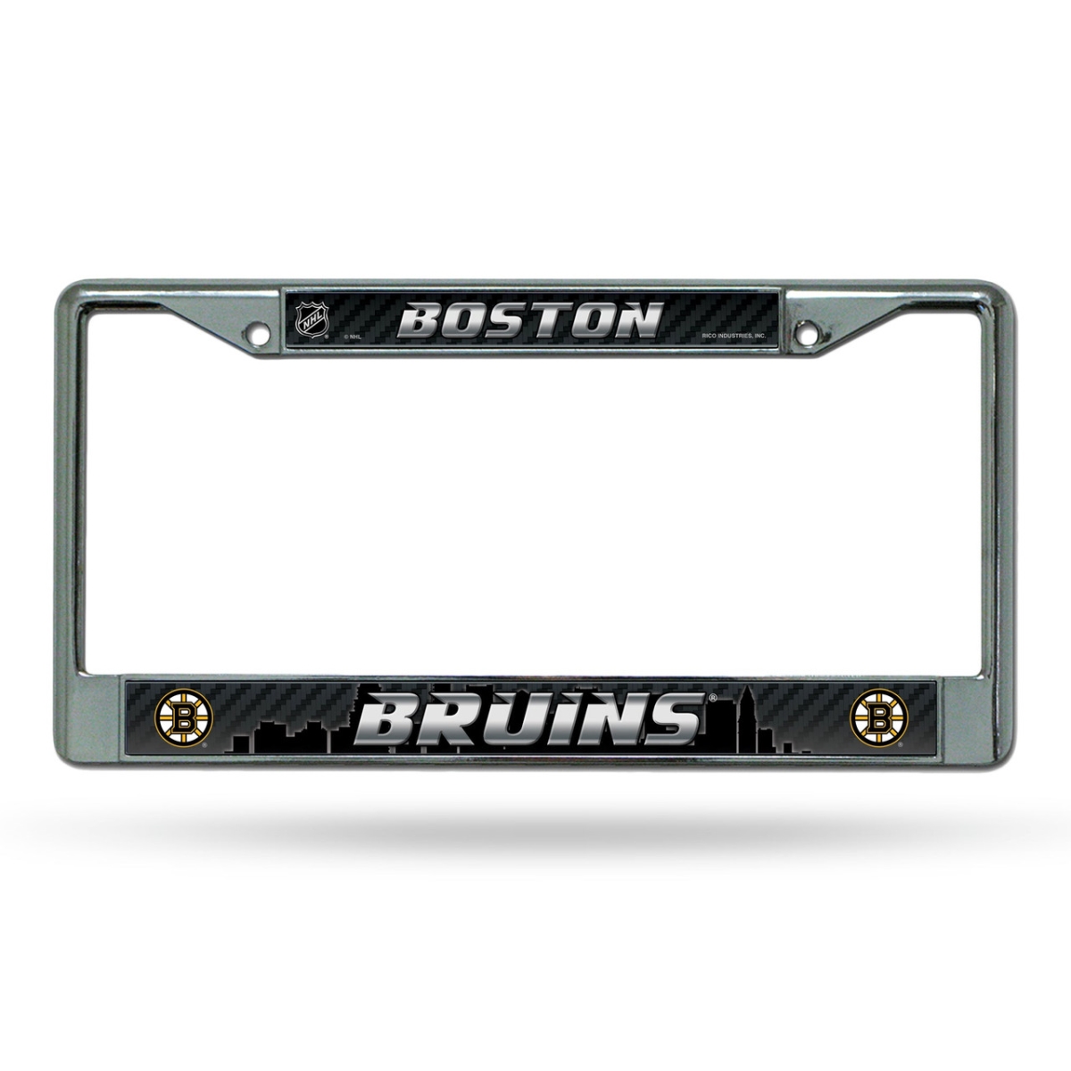 6734542555 Boston Bruins License Plate Frame, Chrome Printed Insert