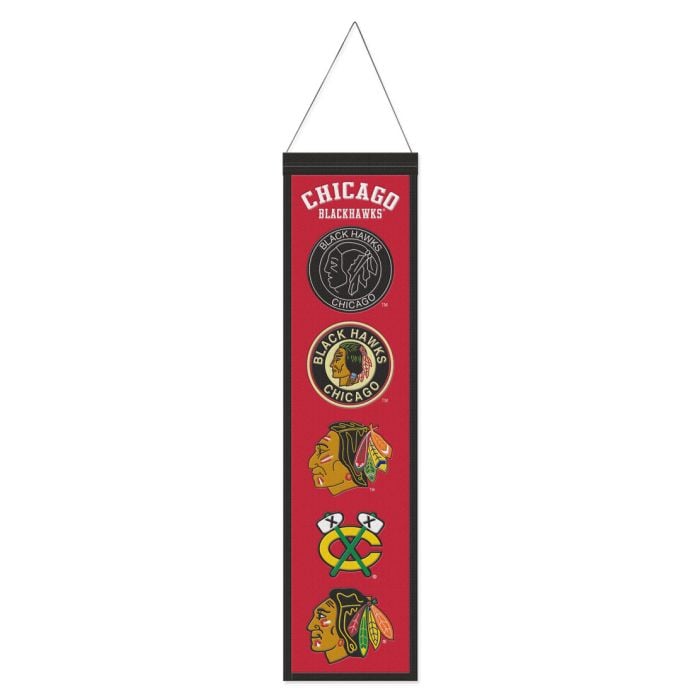 9416648403 8 x 32 in. Wool Heritage Evolution Design Chicago Blackhawks Banner