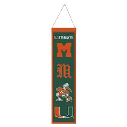 9416648706 8 x 32 in. NCAA Miami Hurricanes Wool Heritage Evolution Design Banner