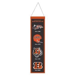 9416647124 8 x 32 in. Cincinnati Bengals Heritage Evolution Design Wool Banner