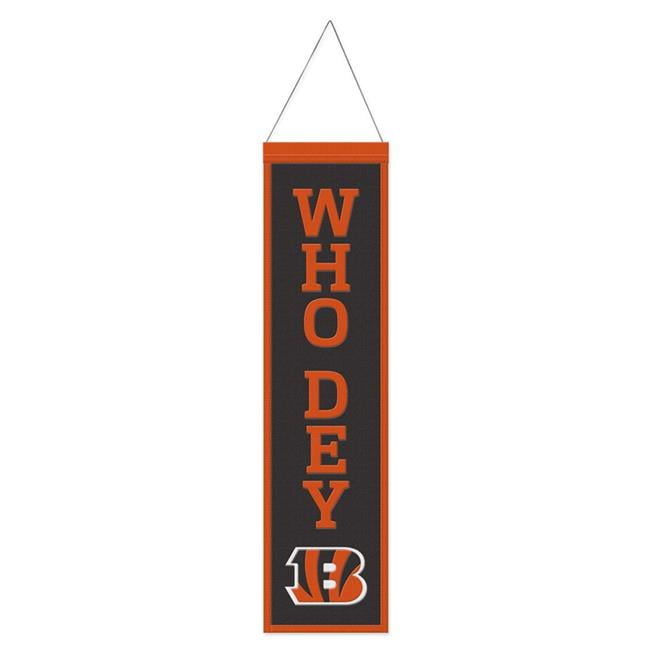 8 x 32 in. NFL Cincinnati Bengals Wool Heritage Slogan Design Banner
