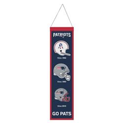 Picture of Wraft Fanatics 9416647426 8 x 32 in. New England Patriots Wool Heritage Evolution Design Banner