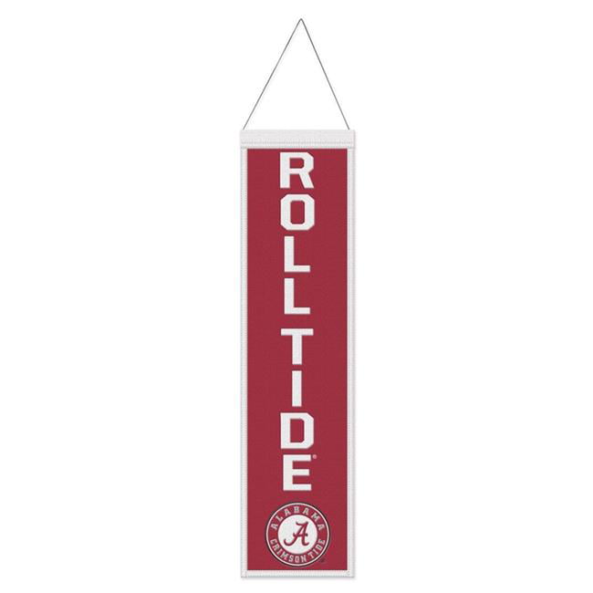 9416647946 8 x 32 in. NCAA Alabama Crimson Tide Banner Wool Heritage Slogan Design, Red