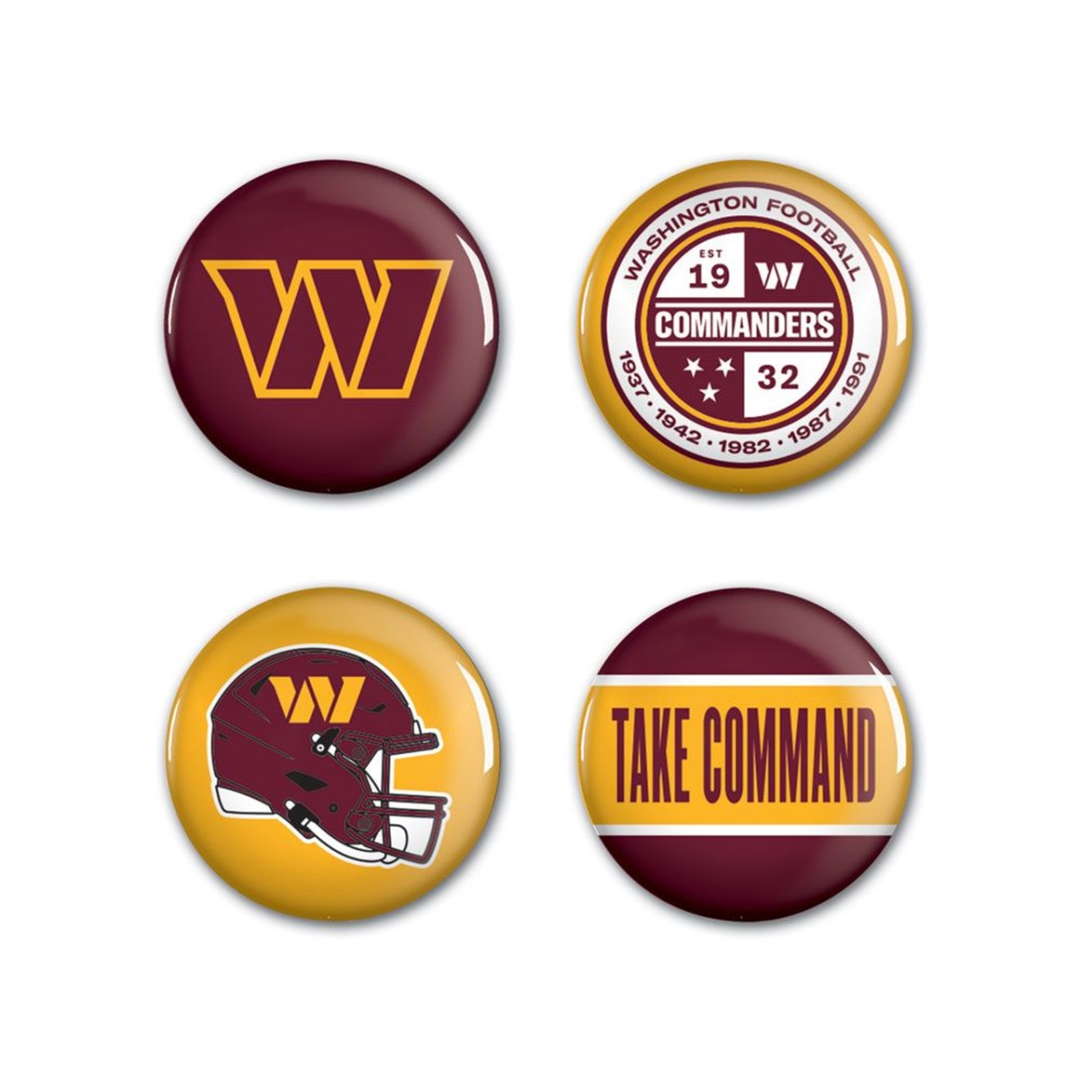 3208561275 Washington Commanders Buttons, Pack of 4