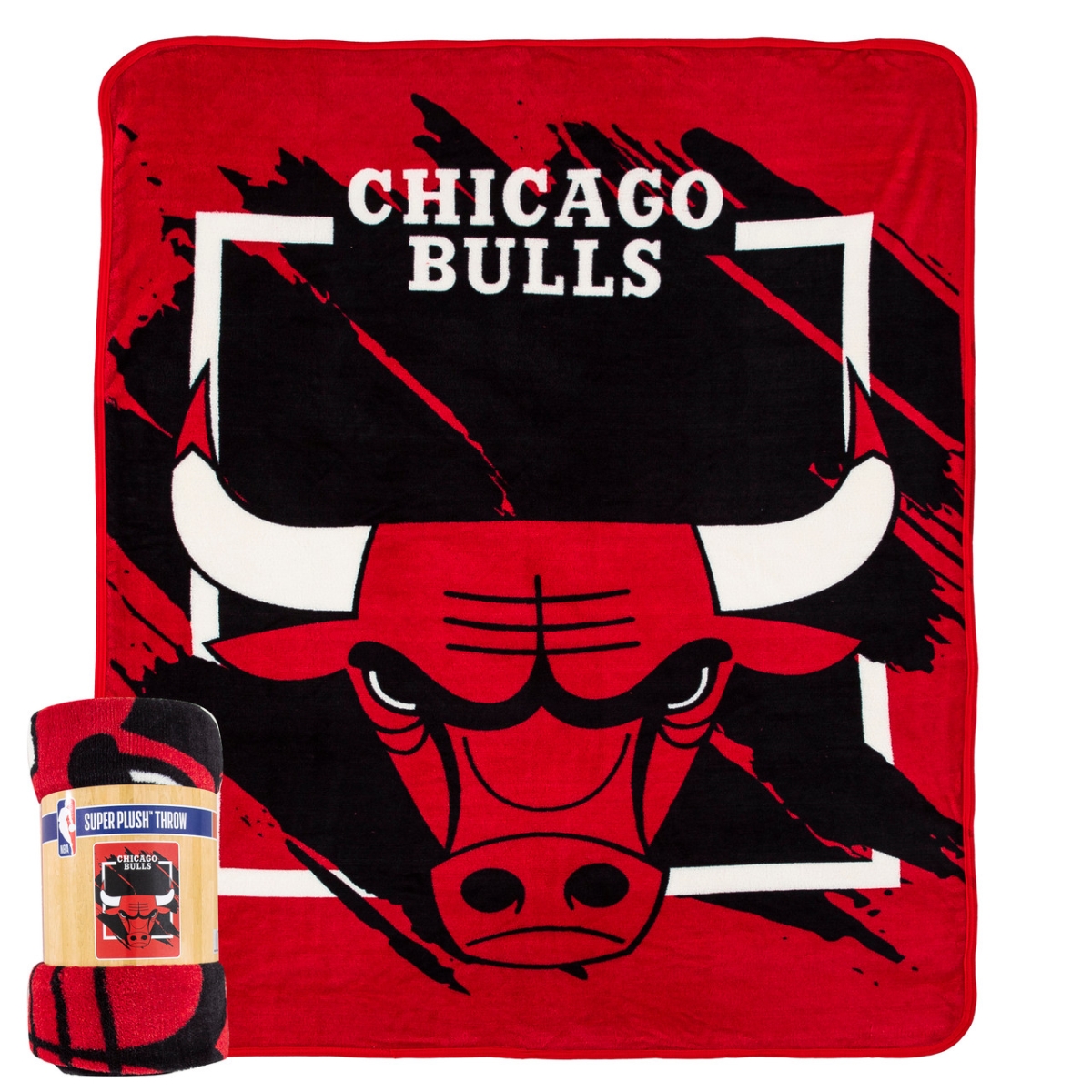 9060433103 46 x 60 in. Micro Raschel Dimensional Design Rolled Chicago Bulls Blanket