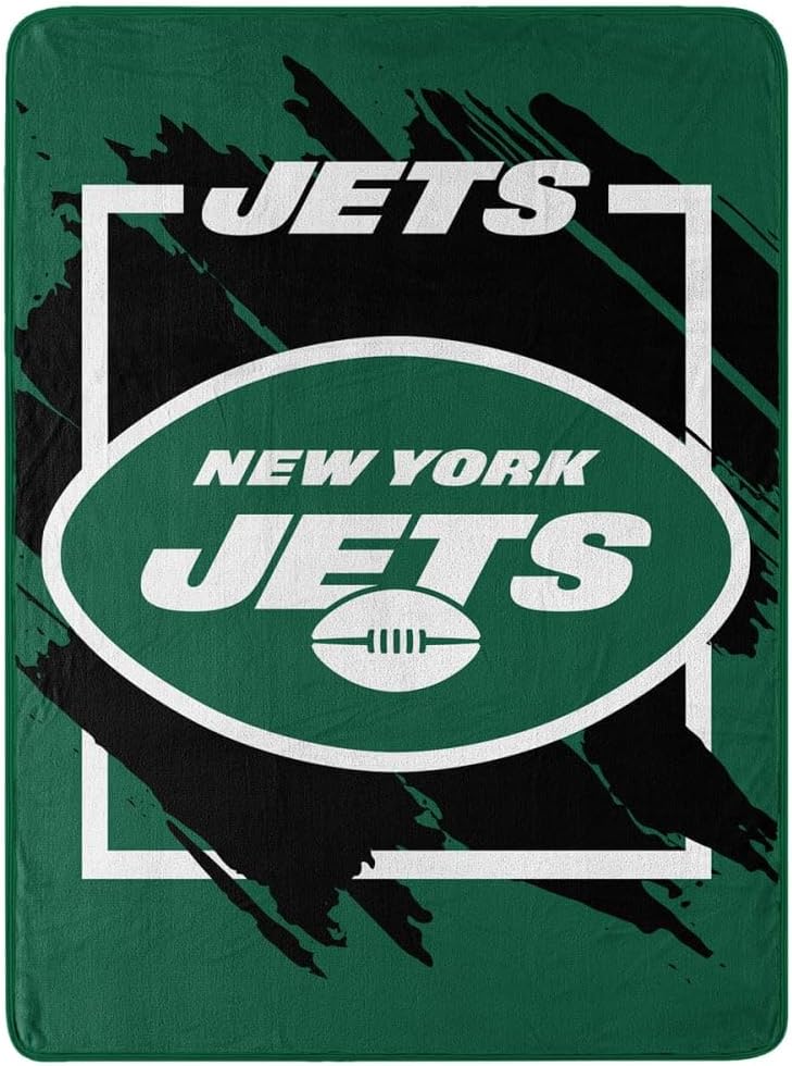 9060433145 46 x 60 in. Micro Raschel Dimensional Design Rolled York Jets Blanket
