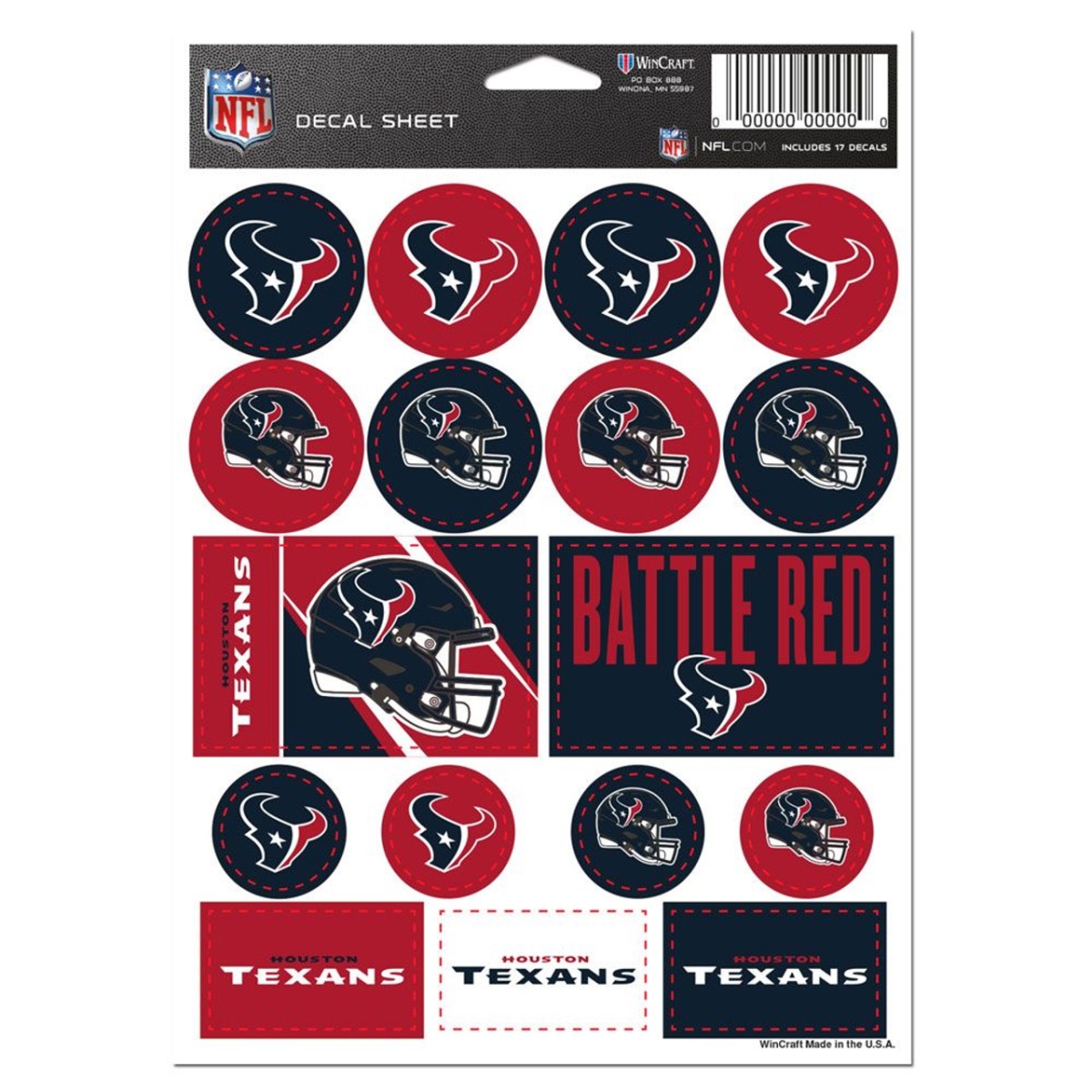 9416673496 5 x 7 in. Vinyl Houston Texans Decal Sheet