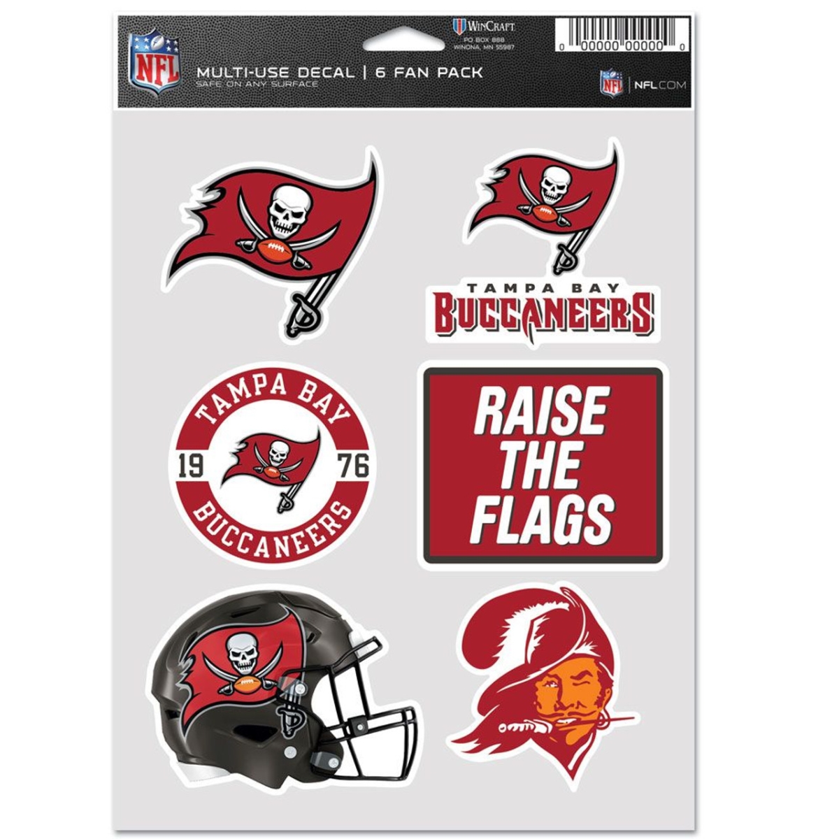 Tampa Bay Buccaneers Multi Use Fan Decal, Pack of 6