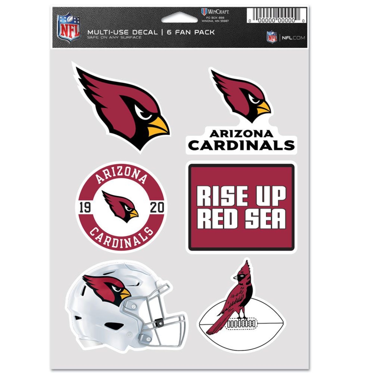 Arizona Cardinals Multi Use Fan Decal, Pack of 6