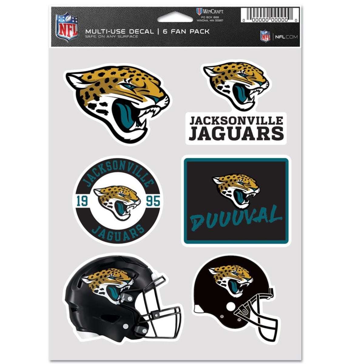 9416638039 Jacksonville Jaguars Multi Use Fan Decal, Pack of 6