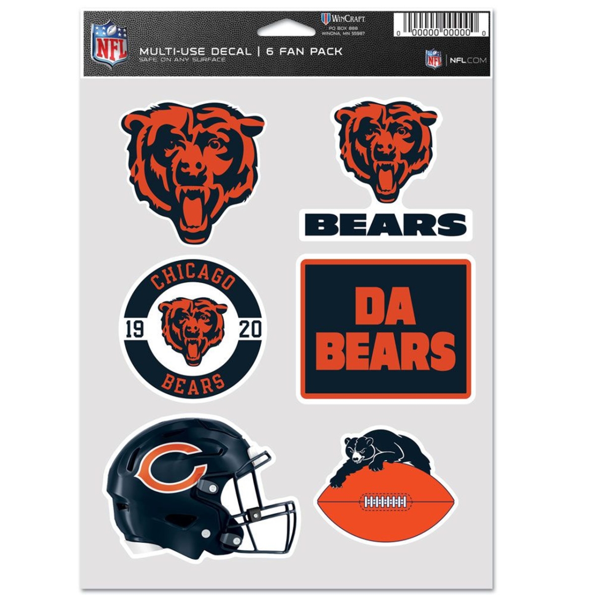 9416636894 Chicago Bears Multi Use Fan Decal, Pack of 6
