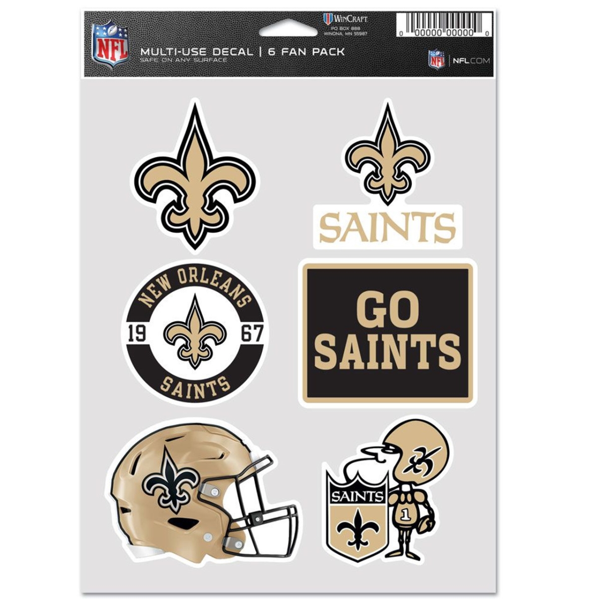 9416636893 Orleans Saints Multi Use Fan Decal, Pack of 6