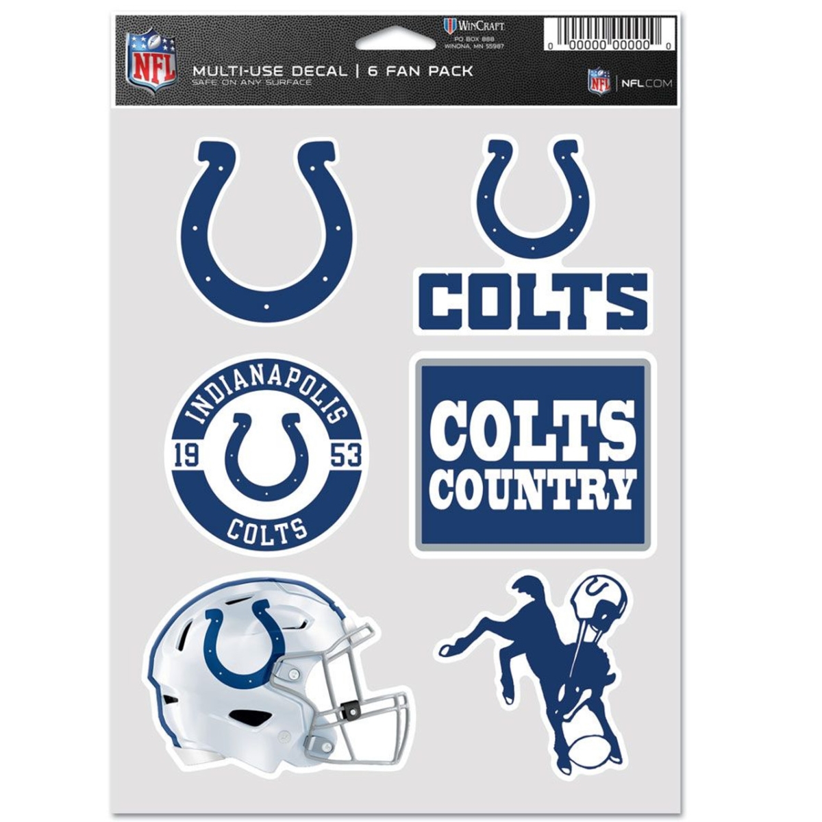 9416637970 Indianapolis Colts Multi Use Fan Decal, Pack of 6