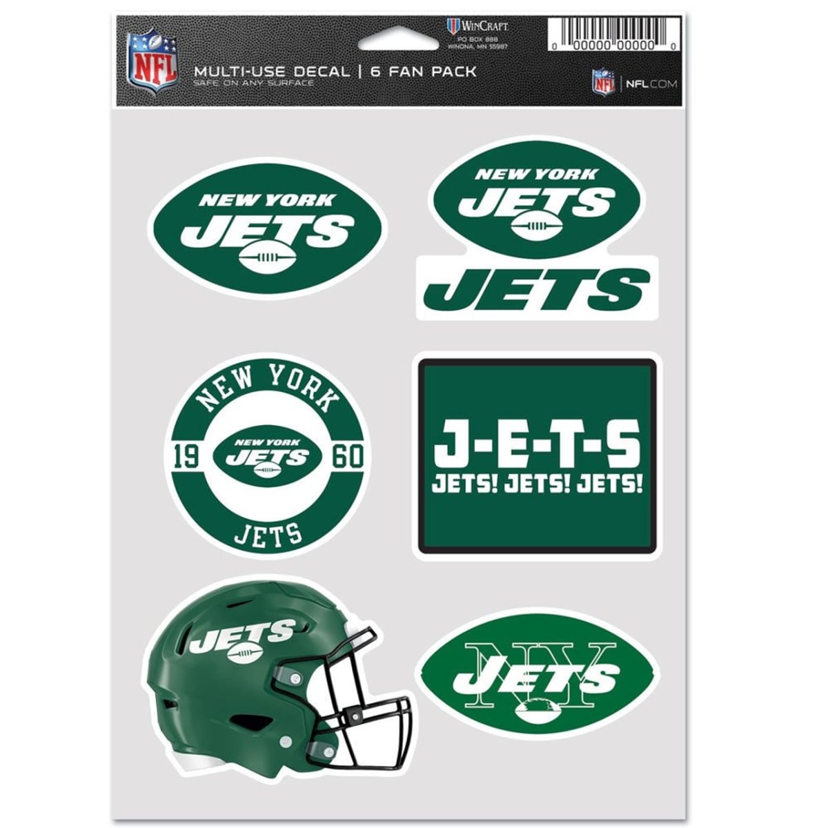 9416638050 York Jets Multi Use Fan Decal, Pack of 6