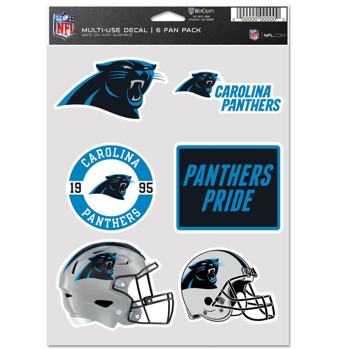9416638074 Carolina Panthers Multi Use Fan Decal, Pack of 6