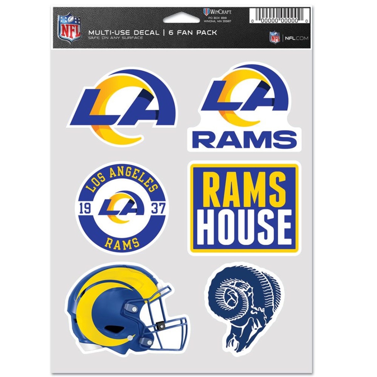 9416638107 Los Angeles Rams Multi Use Fan Decal, Pack of 6