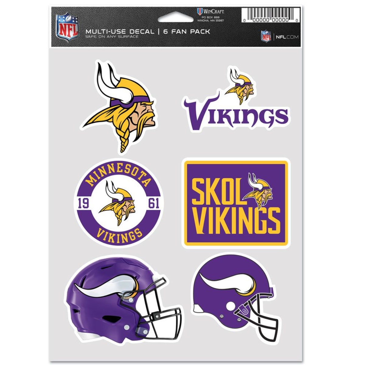 9416638155 Minnesota Vikings Multi Use Fan Decal, Pack of 6