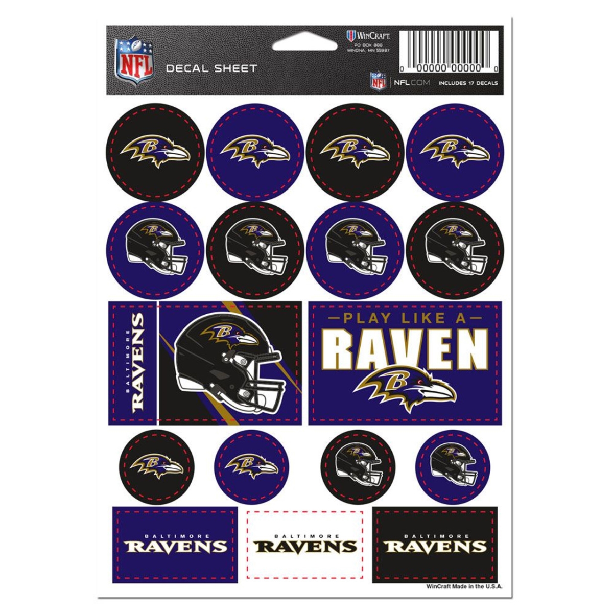 9416673492 5 x 7 in. Vinyl Baltimore Ravens Decal Sheet