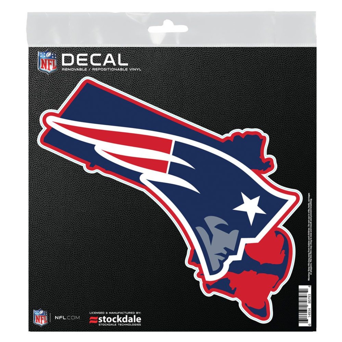 1493480793 6 x 6 in.   England Patriots All Surface Decal - State Shape