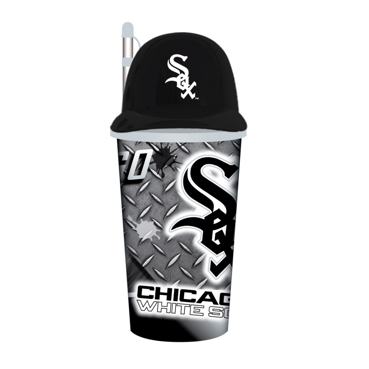 Picture of Mojo Licensing 9468813689 32 oz Chicago White Sox Helmet Cup with Straw - Plastic