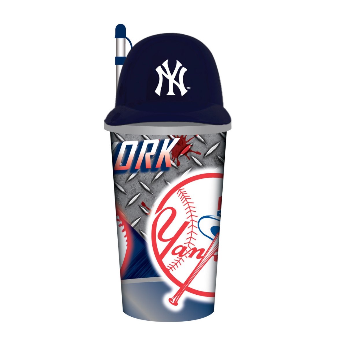 Picture of Mojo Licensing 9468813702 32 oz   York Yankees Helmet Cup with Straw - Plastic