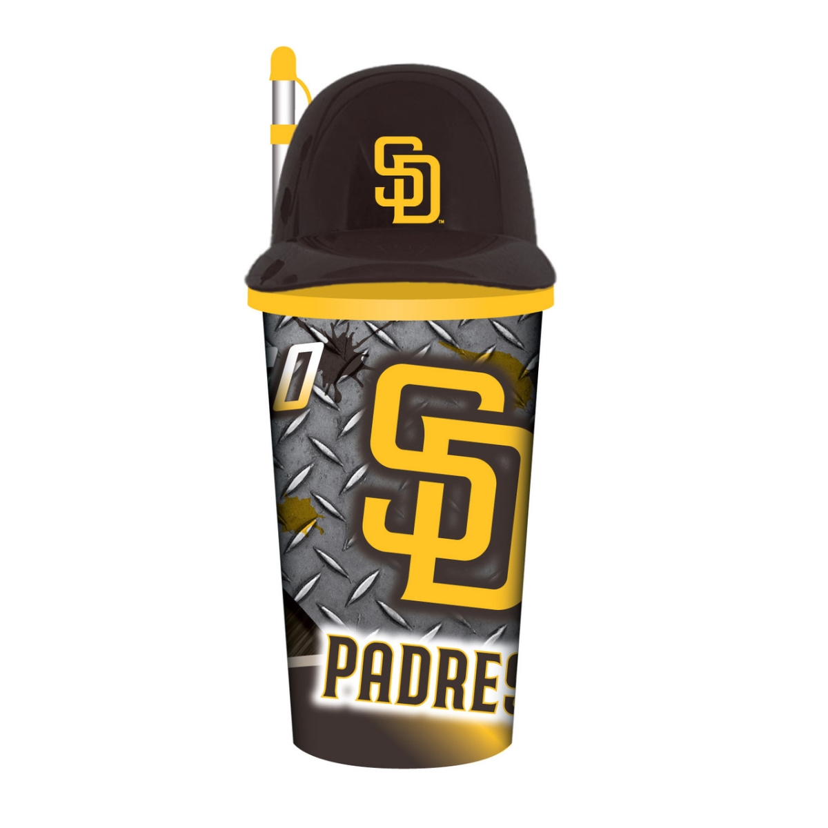 Picture of Mojo Licensing 9468813706 32 oz San Diego Padres Helmet Cup with Straw - Plastic