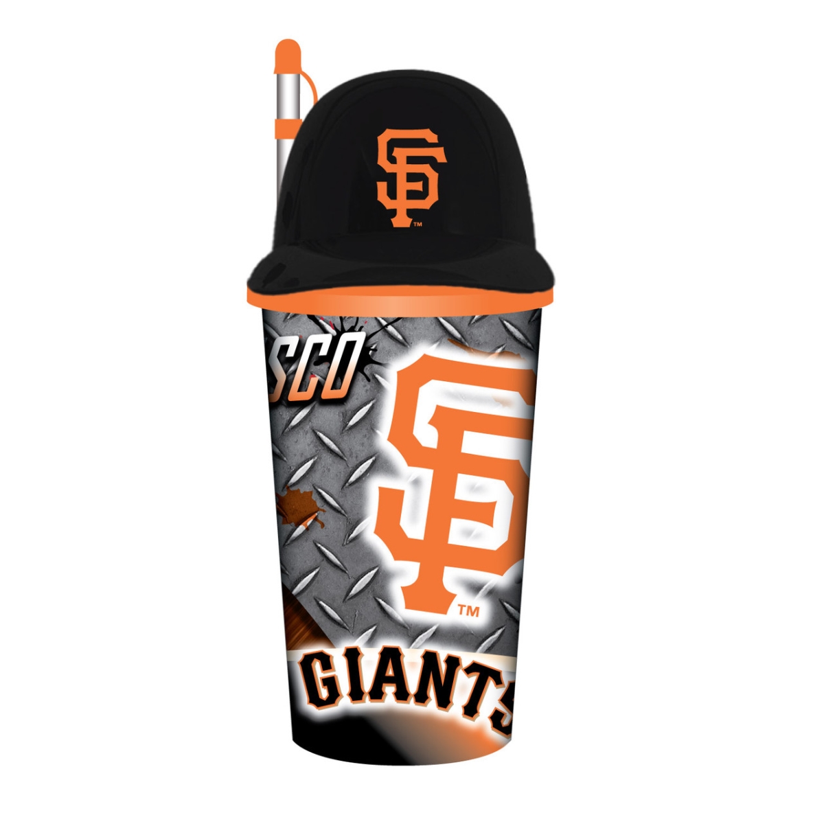 Picture of Mojo Licensing 9468813707 32 oz San Francisco Giants Helmet Cup with Straw - Plastic