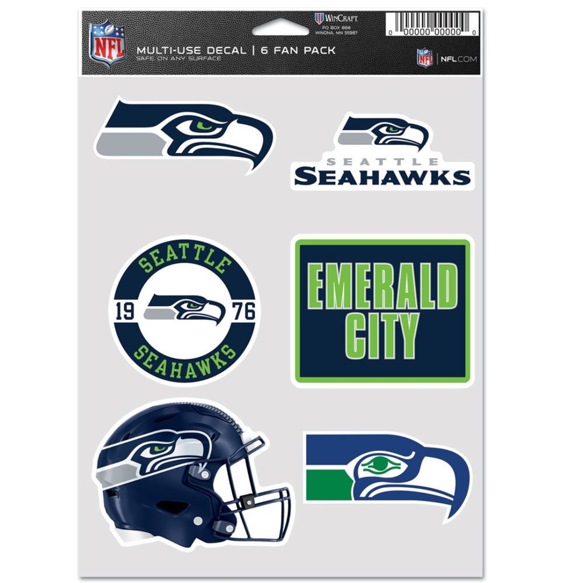 9416637981 Seattle Seahawks Multi Use Fan Decal - Pack of 6