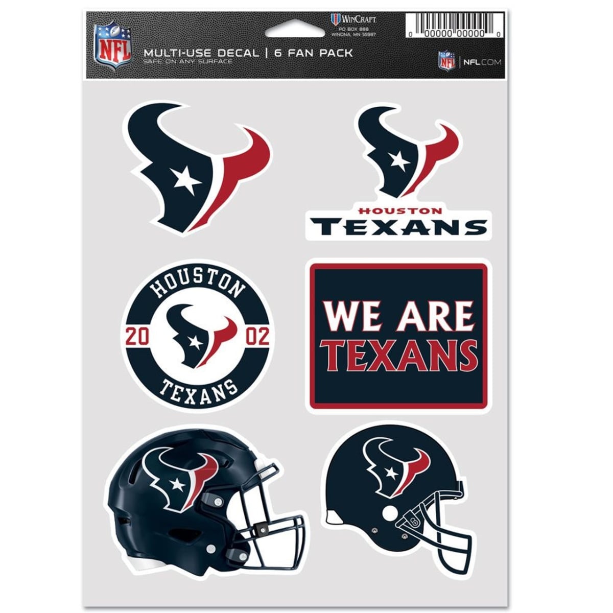 9416638135 Houston Texans Multi Use Fan Decal - Pack of 6