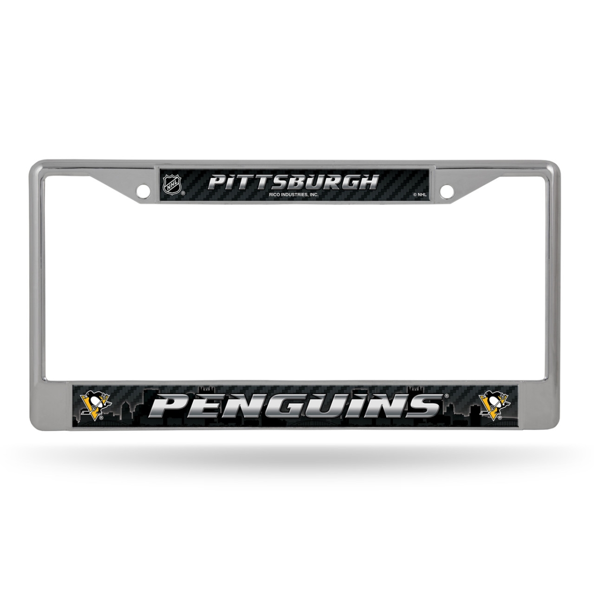 1140726976 Pittsburgh Penguins Printed Insert License Plate Frame - Chrome